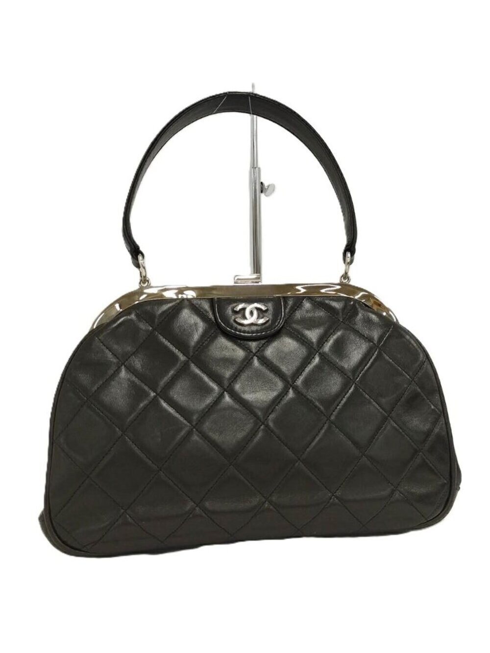 Chanel Vintage Quilted Kiss Lock Handbag One Handle